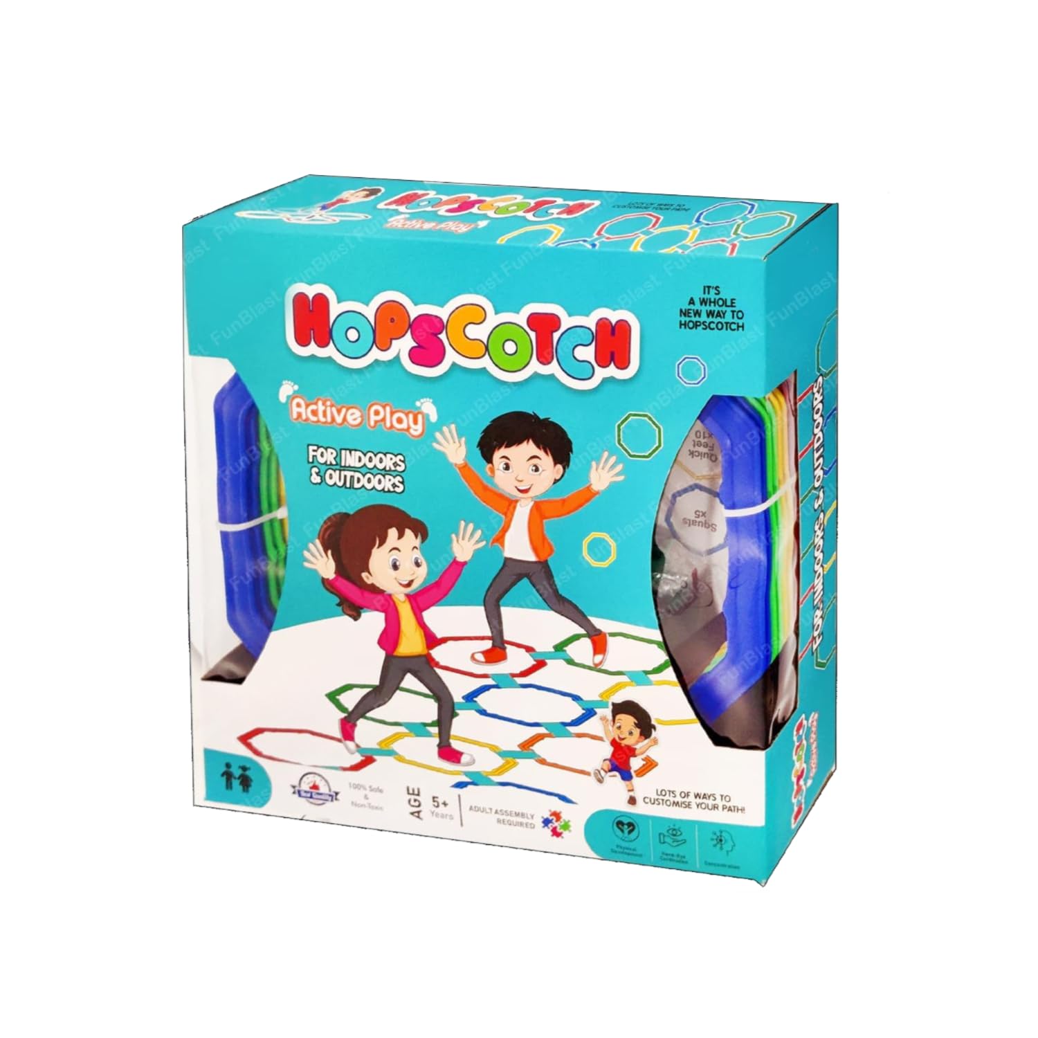 TOYXIITY MALL Rainbow Hopscotch Play Floor Games for Kids n Adults Family Game, Kith-Kith, Stapu, Langdi, Chalk Game (Big Size) Assured Gift Inside + Free Assured Gift Inside