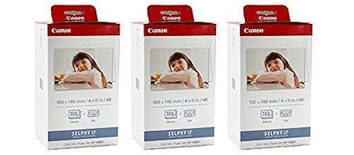 Canon KP-108IN - Juego de tinta de color ahPJNL y papel de 4 x 6, 108 unidades (paquete de 3)