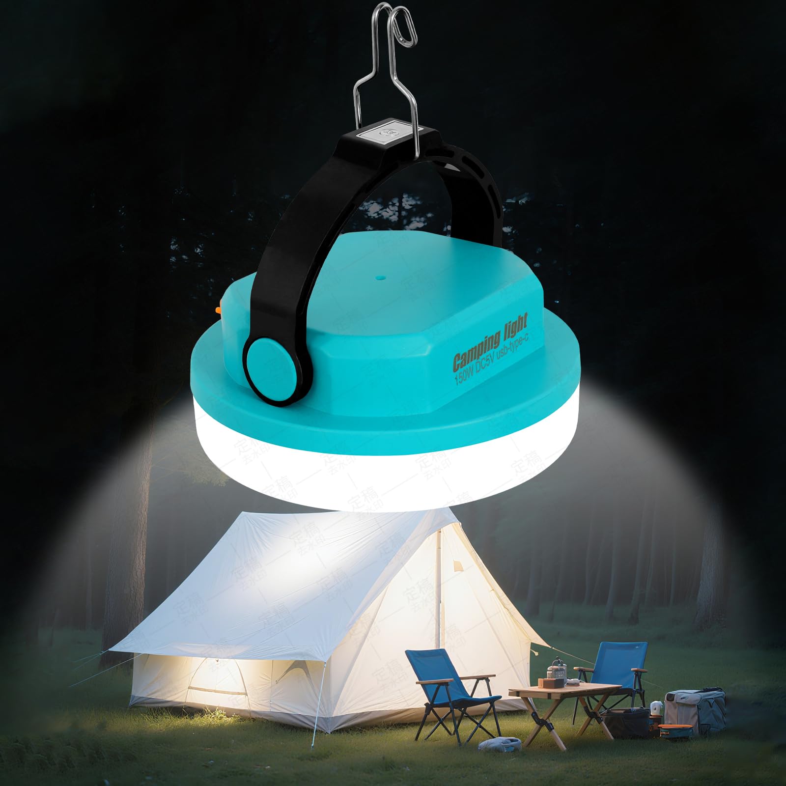 Luci da campeggio ricaricabili, 100 W 6000 mAh, lanterna da campeggio a LED per interruzioni di corrente, luce impermeabile per tenda di emergenza per campeggio con gancio magnetico, power bank e