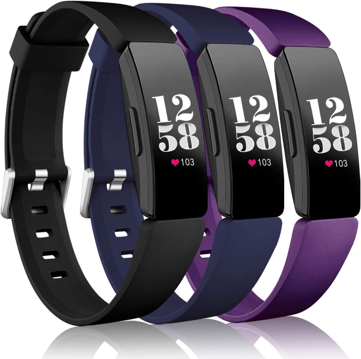 Wepro Bands Compatible with Fitbit Inspire 2 Bands for Women, Sports Bands Compatible with Fitbit Inspire, Soft Replacement Strap Accessories Compatible with Inspire HR, Small, Large