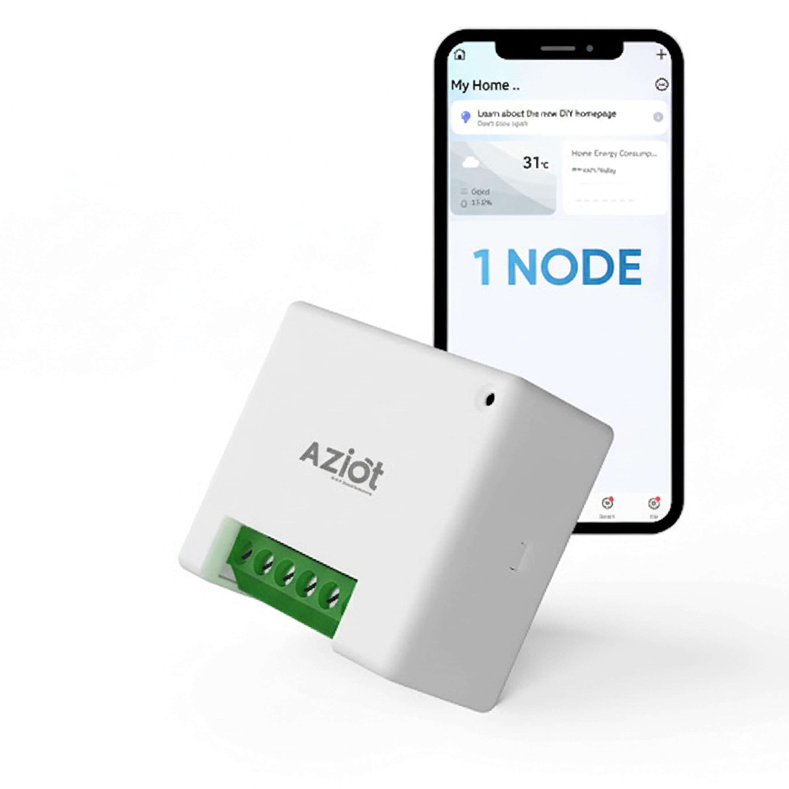 AZIOT 1 Node(16amp) Smart Switch - WiFi/Bluetooth Communication - Made in India - Timer Function - Works with Google Home and Amazon Alexa