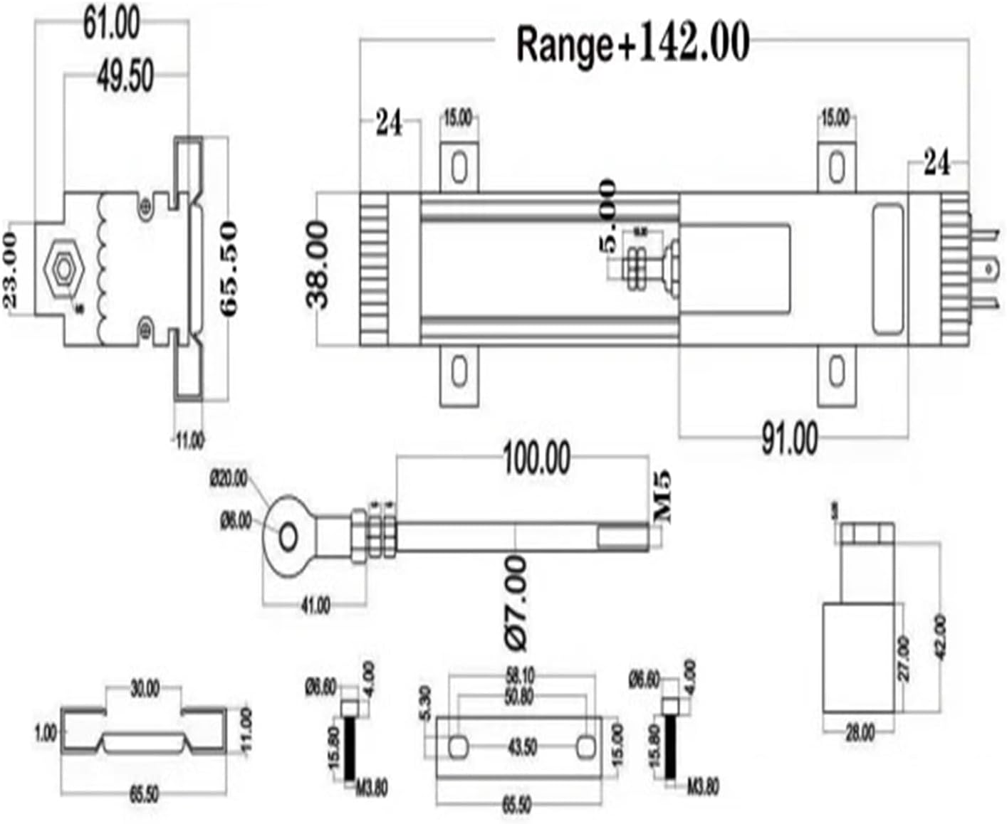 KTF Slider Linear Displacement Sensor 50MM - 325MM - A2 / V2(50MM)