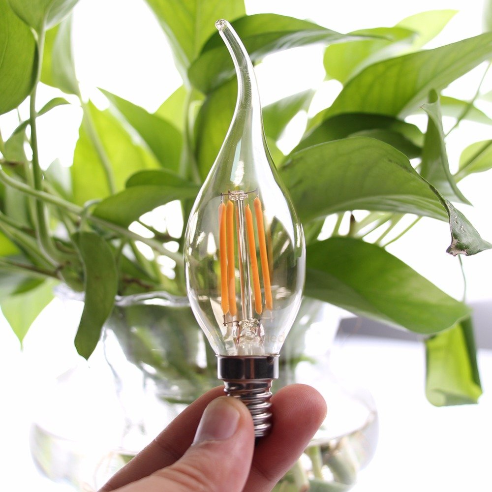 YSJX lighting, Paquete de 50 bombillas de filamento Led AC220V C35L 4W E14 bombillas de vela LED blanco cálido 2700K lámpara Led Vintage Bombillas para el hogar