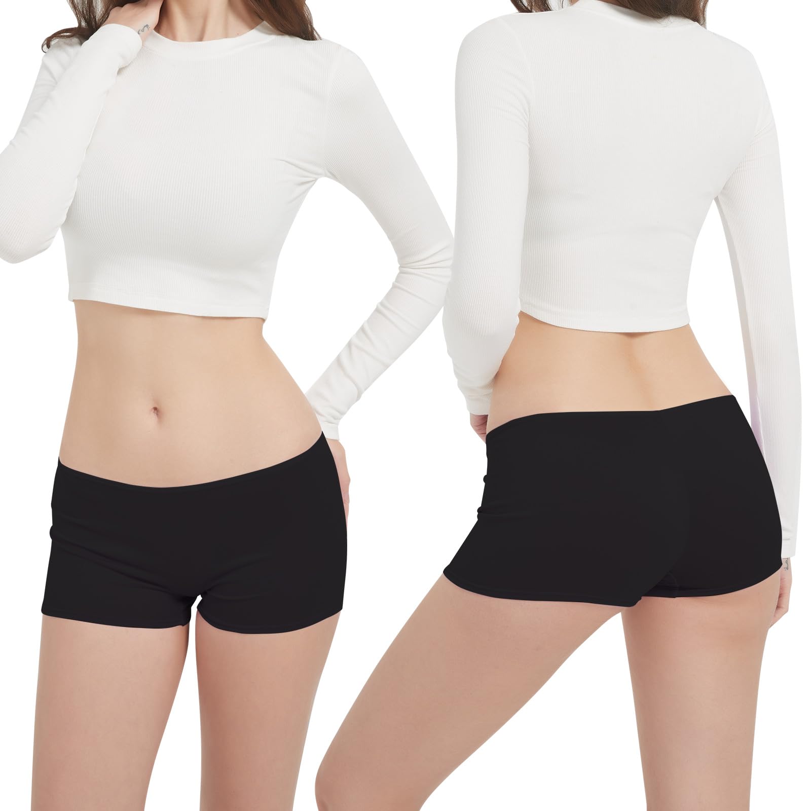 Condition photo showing New/Like New for PSEFNAGX Seamless Stretchy Polyester Full Coverage Boxer Briefs Anti Charing Women Boyshorts 5 Blacks XXLarge