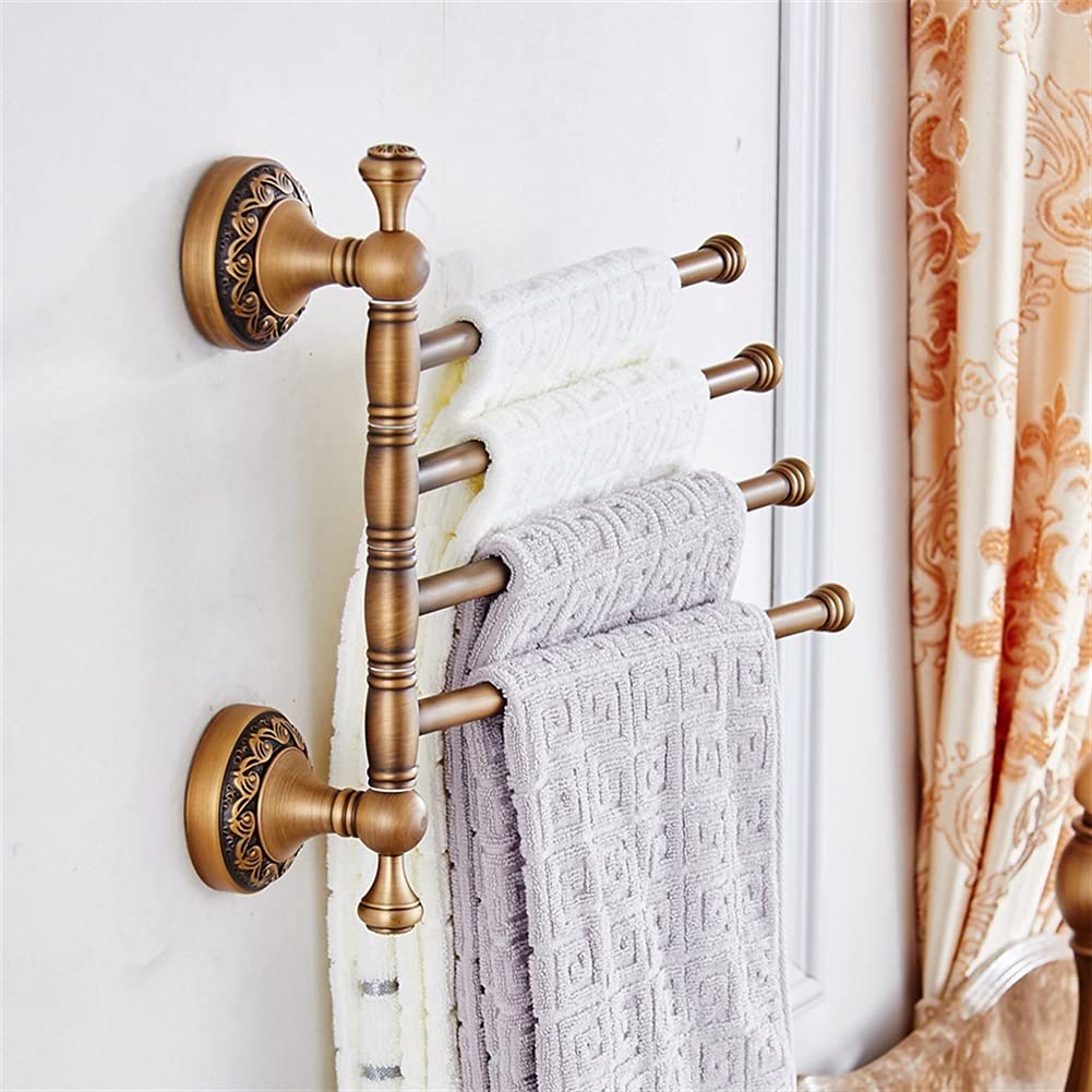 Amazon.co.jp:  タオルラック、バスルーム用タオルレール、銅折りたたみ回転タオルバー、壁掛けアンティーク真鍮アクティビティタオルバー、ハンドタオルホルダーバスルームアクセサリー/4/a  装飾快適な記念日 : Home & Kitchen 簡単な2-6回転タオルバー銅壁取り付けバスルームタオルレールラックバスルームタオルホルダーゴールドタオルハンガー真鍮(4 bars)