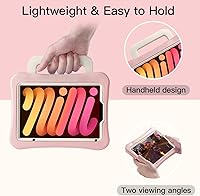 Vista 4 de Funda para niños para iPad mini 7 (A17 Pro) 2024/iPad Mini6 2021, ligera, resistente, a prueba de golpes, a prueba de caídas con asa/soporte, funda