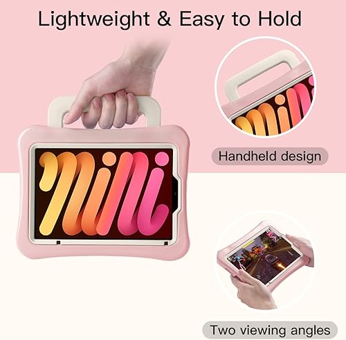 Miniatura 4 de Funda para niños para iPad Mini 7 (A17 Pro) 2024iPad Mini6 2021, ligera, resistente, a prueba de golpes, a prueba de caídas con asasoporte, funda