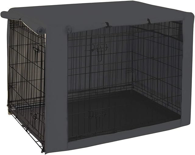 Dog Crate Cover for Wire Crates, Cage, Heavy Duty Waterproof Windproof Pet Kennel Cover Indoor Outdoor Protection - Cover only - Dark Grey - XLarge