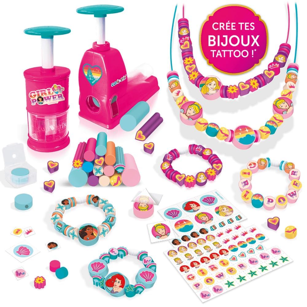 Lansay - CUTIE STIX - Set Disney Princess - Kit Création Bracelets - Crée des Perles avec des Bâtonnets Souples - Découpez et Personnalisez Vos Bijoux - Loisir créatif - Pour Enfants Dès 6 ans