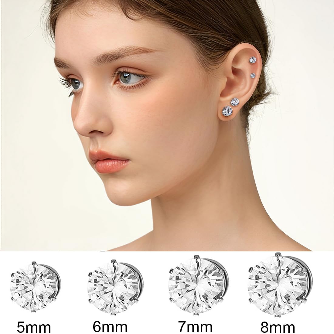 JEYORZY 4 Paia Orecchini Magnetici, Orecchini Magnetici Donna, Clip auricolari Finti Uomo, Orecchino magnetico in Acciaio Inossidabile per Uomo Donna Unisex Non-Piercing Calamita Finti Orecchino Set