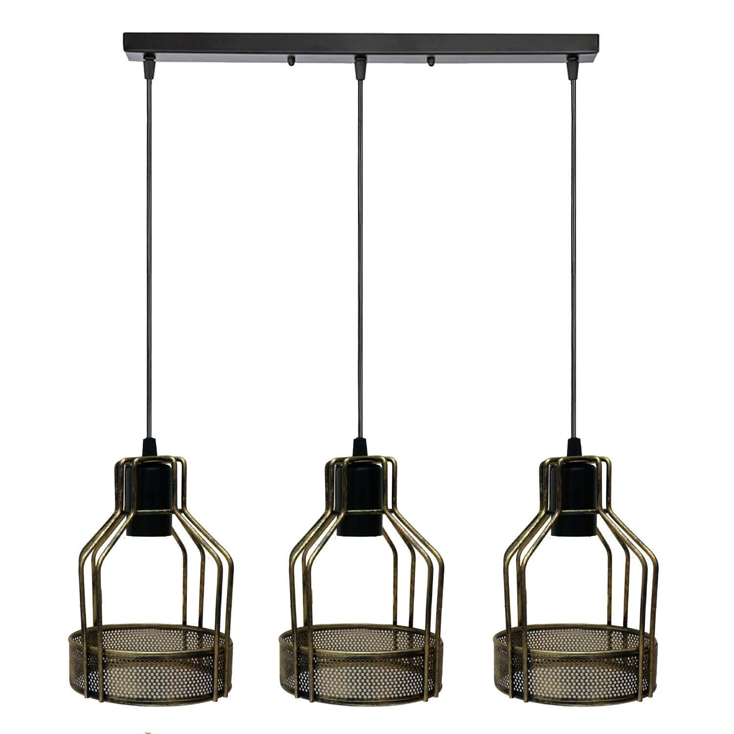 DC VOLTAGE Vintage Industrial 3Head Ceiling Pendant Light Black Hanging Light Metal Bird Nest CageShape Shade Indoor Light Fitting for Hotel, Restaurants, Bar, Dining Room (Type_2)