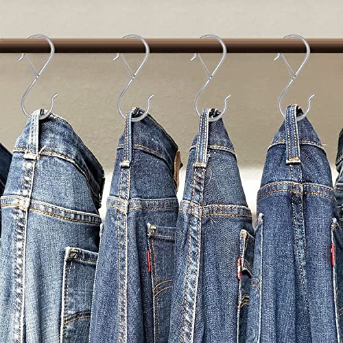 8 Pack Heavy Duty S Hooks Stainless Steel S Shaped Hooks Hanging Hangers For Kitchenware Spoons Pans Pots Utensils Clothes Bags Towers Tools Plants Heavy Duty Rustproof Safety Buckle Design (Silver) #TOP7