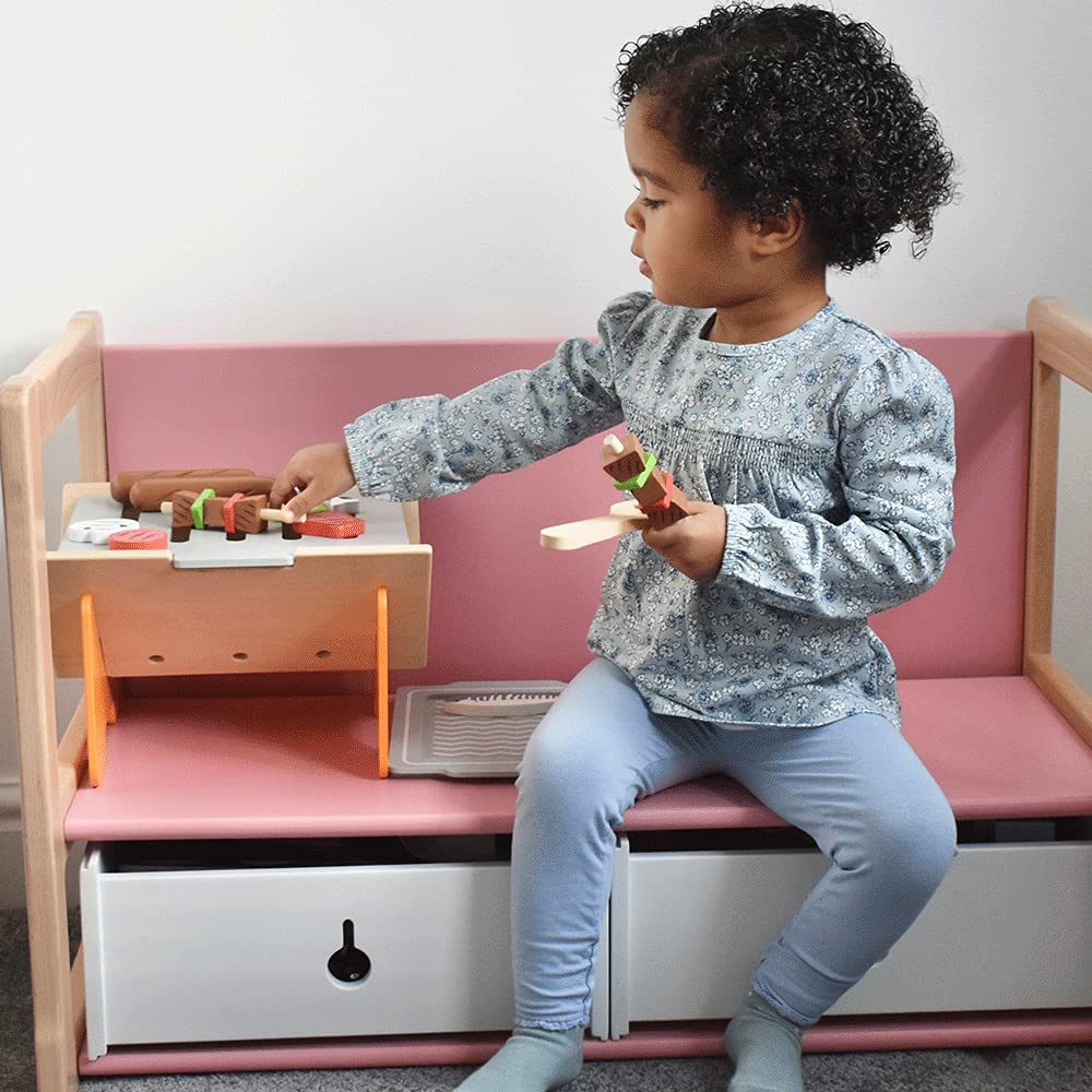 Bigjigs Toys, Set di Cibo per Giochi a Grill Barbecue, Giocattoli in Legno, Cibo in Legno, Gioca a Utensili per Barbecue, Gioco di Ruolo, Cucina Gioca, Giocattoli per Bambini, Giocattoli Montessori,