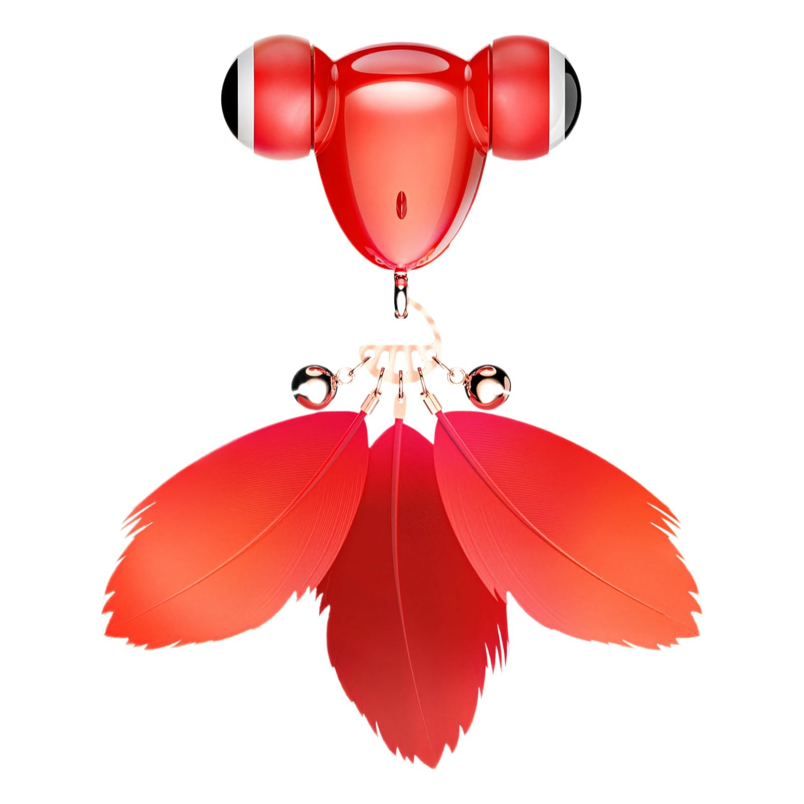 Kitifish - Juguete automático original para gatos, diseño interactivo de peces con pluma y campana, recargable por USB rojo, juego de caza en interiores, estimula el juego activo durante horas, para