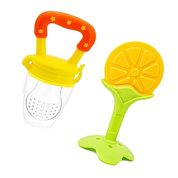 The Little Lookers� Fruit Shape Silicone Teether with Fruit Pacifier for Baby (Combo Saver Pack of 2)