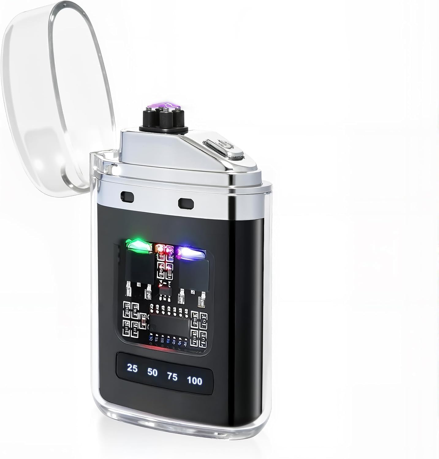 Stylish Transparent Electrical Lighter, Dual Arc, USB Rechargeable Cigarette Plasma Lighter Ideal Camping Smoking-image-9