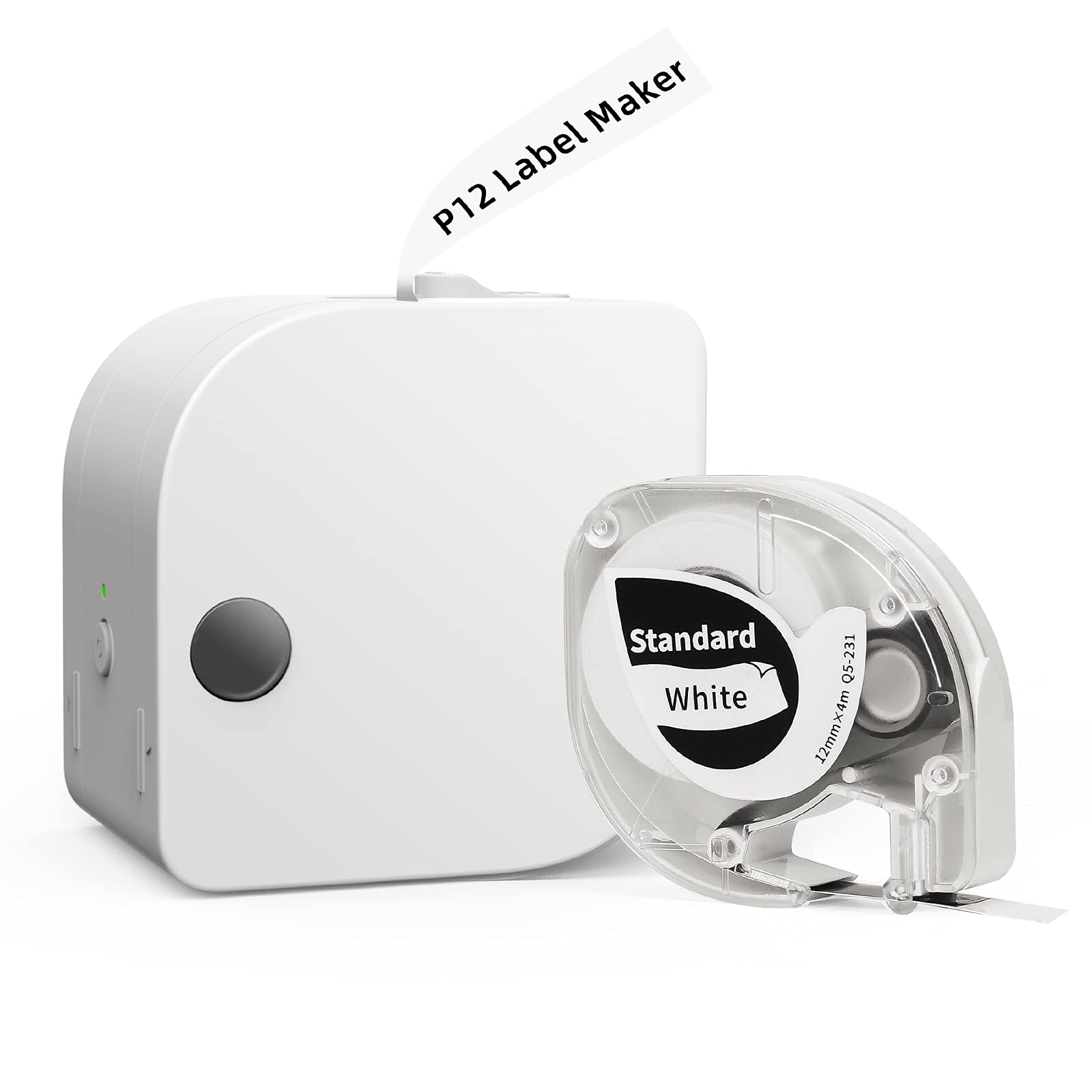 PhomemoP12 Label Maker Machine with Tape, Bluetooth Small Thermal Label Printer with Multiple Templates Mini Label Maker for Home, School, Organization, Office, White