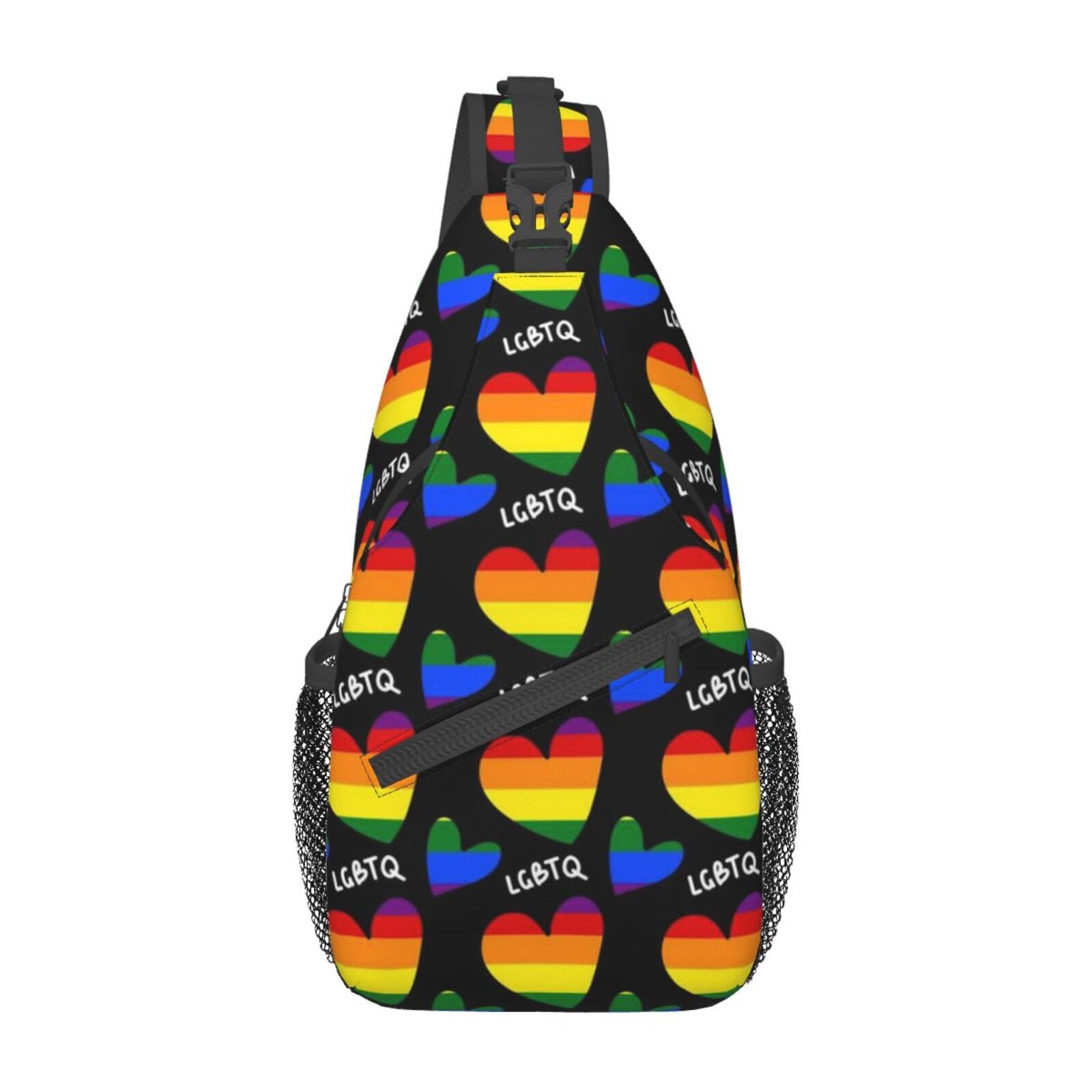 skdjowu Funny Rainbow Lgbt Gay Pride Crossbody Sling Backpack Sling Bag Travel Hiking Chest Bag Daypack for Adults Women Men