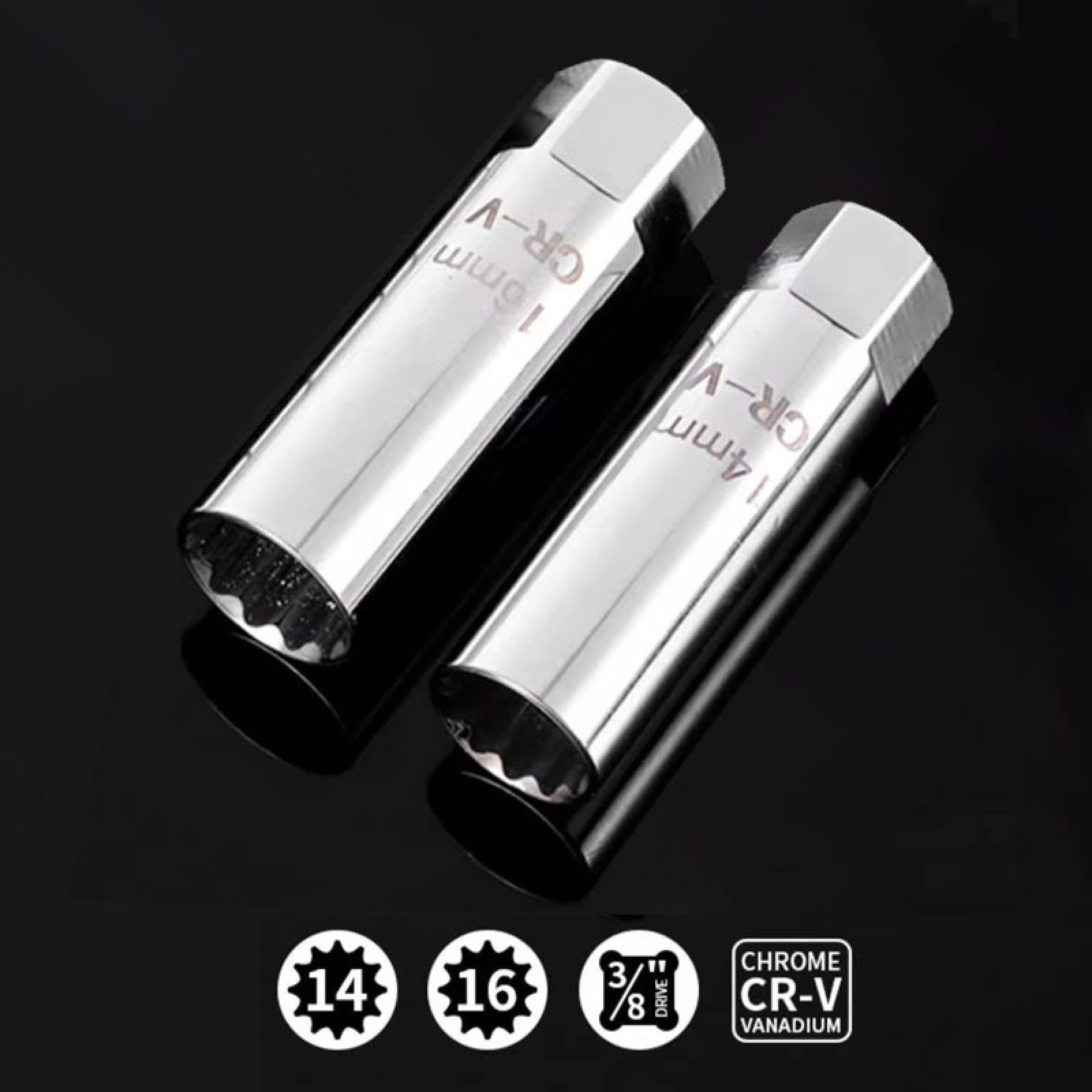 Adaptador de llave de tubo para bujías de 14 a 16 mm, kit de reparación, instalación, reemplazo, torsión, herramienta de extracción magnética, herramienta mecánica para automóviles (llave de bujías