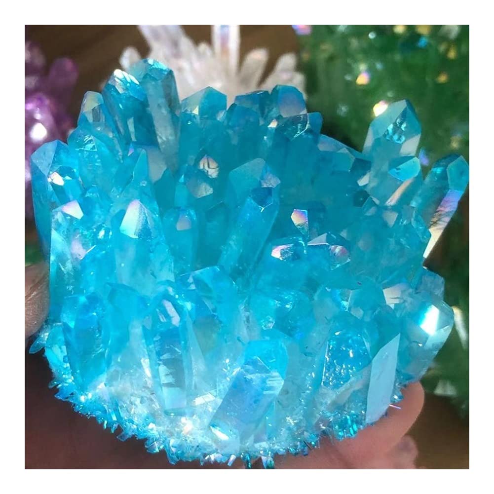 Salud y hogar Natural azul claro cristal galvanoplastia cristal racimo (tamaño: 1 unidad)