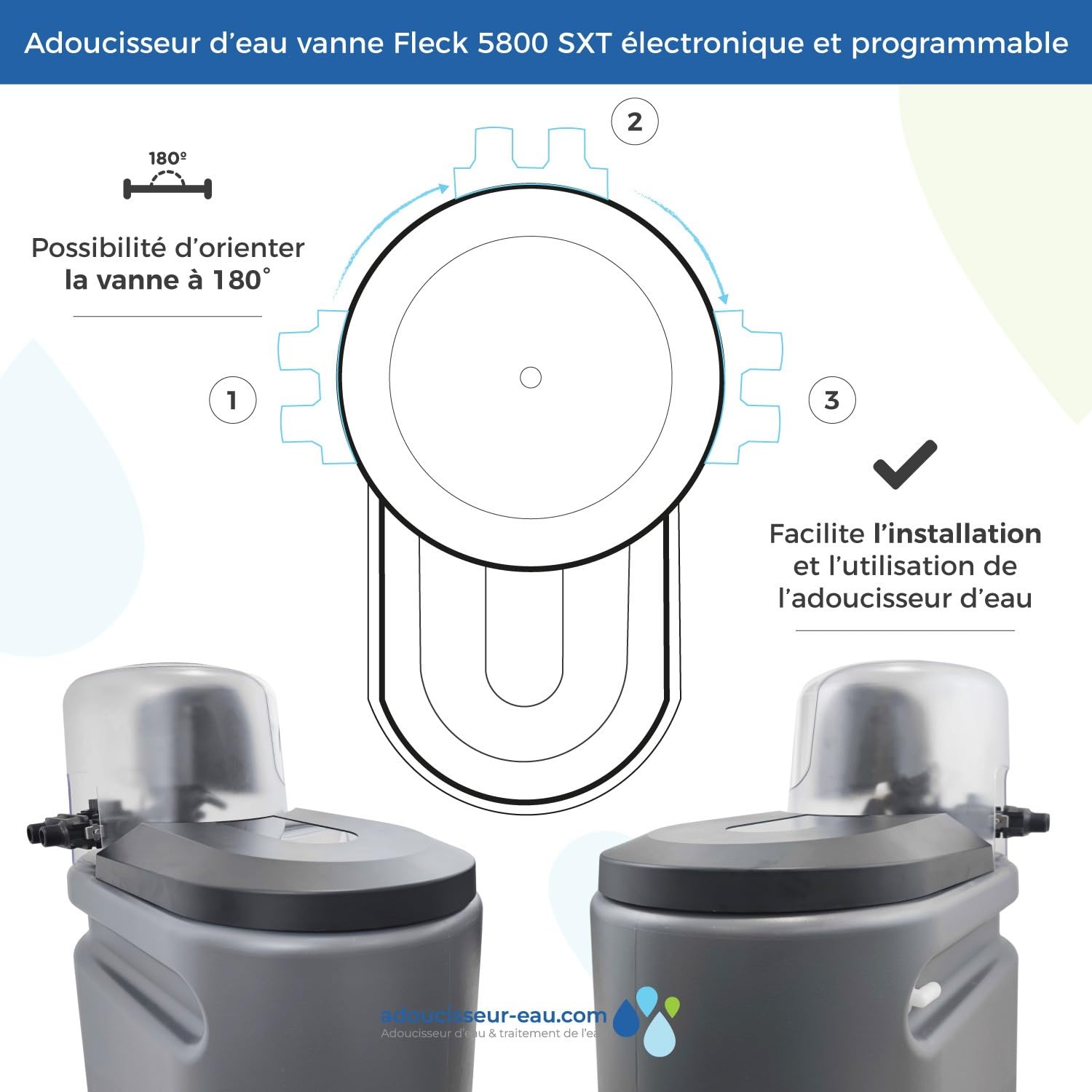 Adoucisseur d'eau 20L Fleck 5800 SXT Monobloc Volumétrique Anti Calcaire Fabrication Française