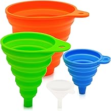 4 Different Sizes Kitchen Funnel, Funnels for Filling Bottles, Food Grade Silicone Collapsible Funnel, Premium Canning Fun...