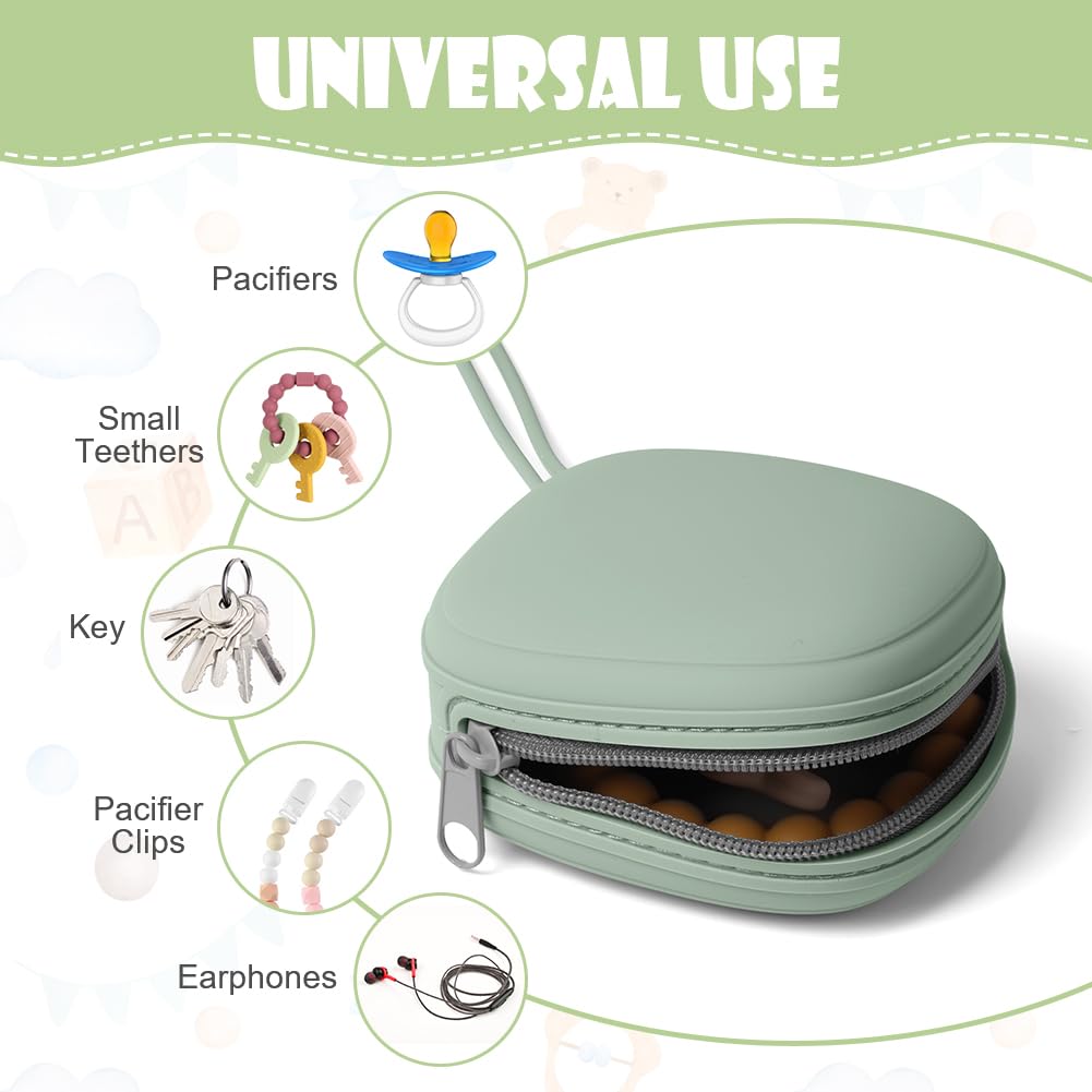 Boite a Sucette Bebe en Silicone Impermeable Sans BPA pour Voyage (Vert)