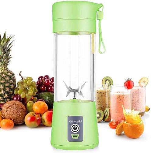 Portable Blender Mini Blenders Smoothies Shakes Juicer Cup USB Rechargeable Six Blades in 3D for Superb Mixing 380mL Black (Green) Portable Blender Mini Blenders Smoothies Shakes Juicer Cup USB Rechargeable Six Blades in 3D for Superb Mixing 380mL Black (Green)