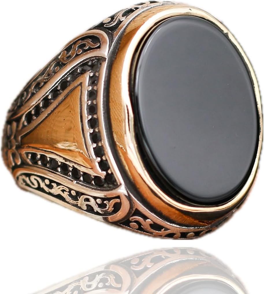 Black Onyx Ring For Men, Men Ring With Stone, Turkish Ring, Silver Ring Onyx, 925 Silver Ring For Men, Gemstone Mens Ring