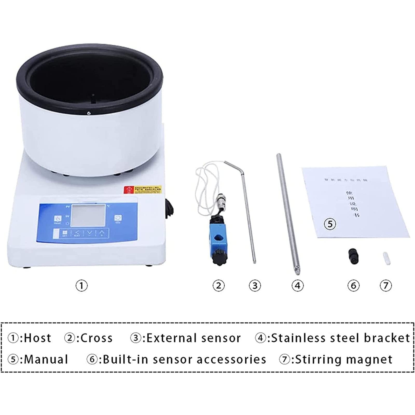 Manta calefactora con agitador magnético, Mezclador magnético Digital de líquidos para baño de Agua y baño de Aceite de 1/2/5 l, agitador magnético con Placa calefactora para Tratamiento térmico de