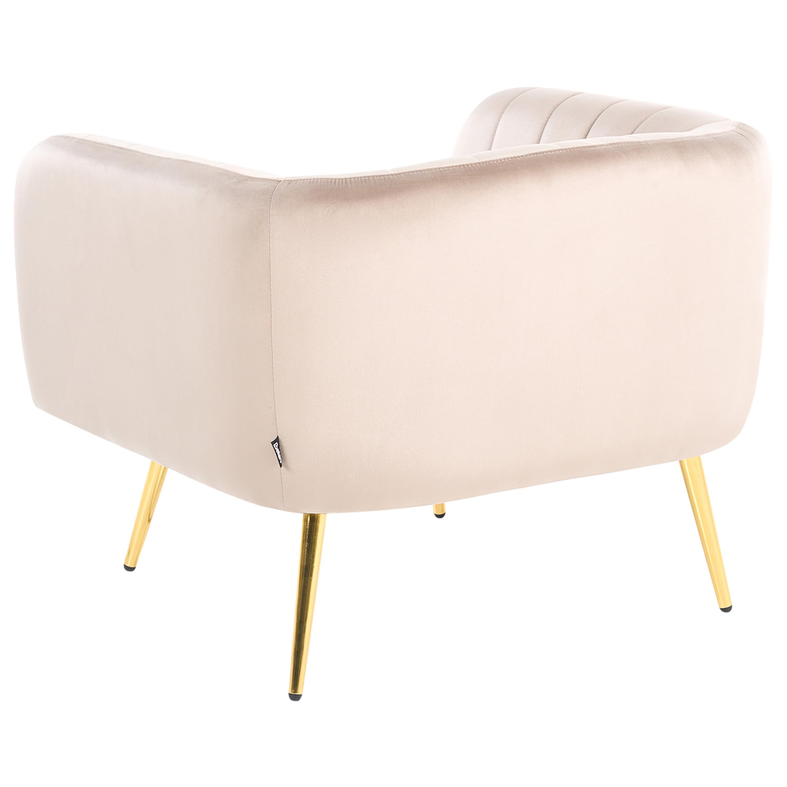 Beliani Polstersessel aus Samtstoff in Taupe mit Armlehnen Metallgestell in Gold Laconia