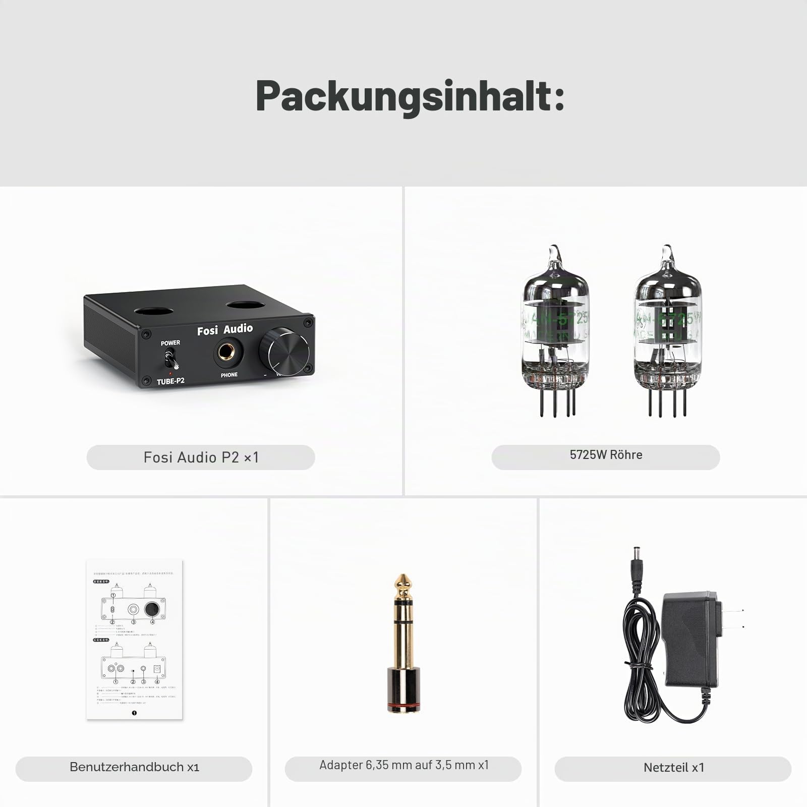 Fosi Audio P2 Röhren Kopfhörerverstärker Vakuumschlauch Vorverstärker Mini Hi-Fi Stereo Audio mit niedrigem Erdgeräuschausgang Schutz für Kopfhörer
