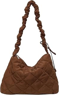 Quilted Tote Bag Puffer Purse for Women Quilted Bag Puffy Tote Bag Lightweight Quilted Padding Crossbody Bag (Color : A09-brown)