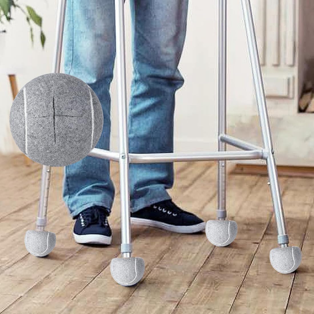 Pelotas de tenis precortadas para andadores, sillas, fundas de patas de mesa de tenis para patas de muebles y protección del suelo, almohadillas de fieltro deslizantes, paquete de 4