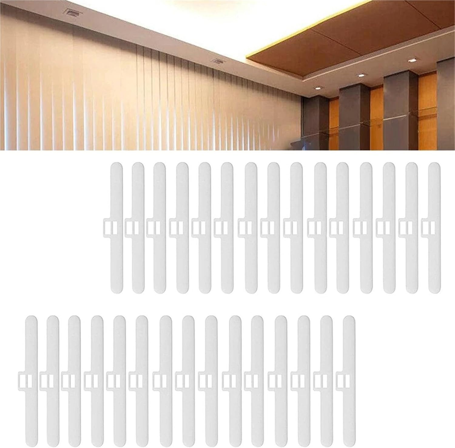 Blinds Replacement Slats Hangers 90PCS 89mm Vertical Blind Top Hangers, Double Hole for Home Bedroom Office