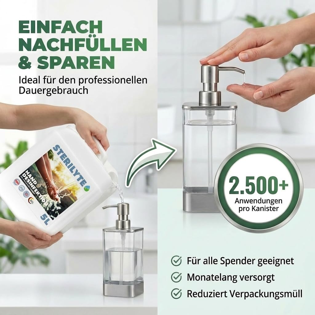 HD Deluxe Händedesinfektion alkoholfrei 5L neutral – Hautschonendes Desinfektionsmittel für Hände im Nachfüllkanister – dermatologisch getestet, BAuA N-120249, EN 1499 & EN 1500 geprüft