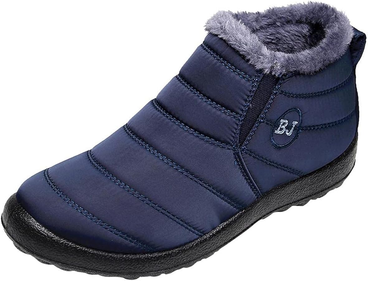 JLGY Snow Boots, stivali da neve da uomo, impermeabili, stivaletti termici da donna, in velluto, invernali, caldi, imbottiti, in cotone, piatti, invernali, unisex, blu 2, 35 cm EU