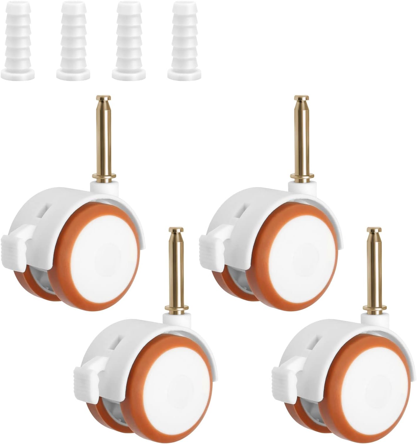 4PCS Threaded Stem Castor Wheels Set 45mm Rubbered Trolley Wheels for Furniture Shelving Casters Rubber with 4Pcs Screw Cap Rubber Swivel Trolley with Brakes for Tiny Shopping Cart