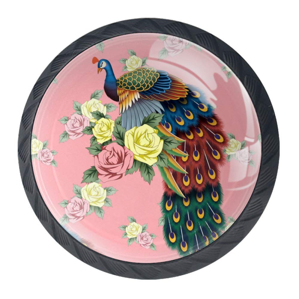 Peacock Bird Drawer Knob Pull Handle Cupboard Knobs with Screws 4pcs