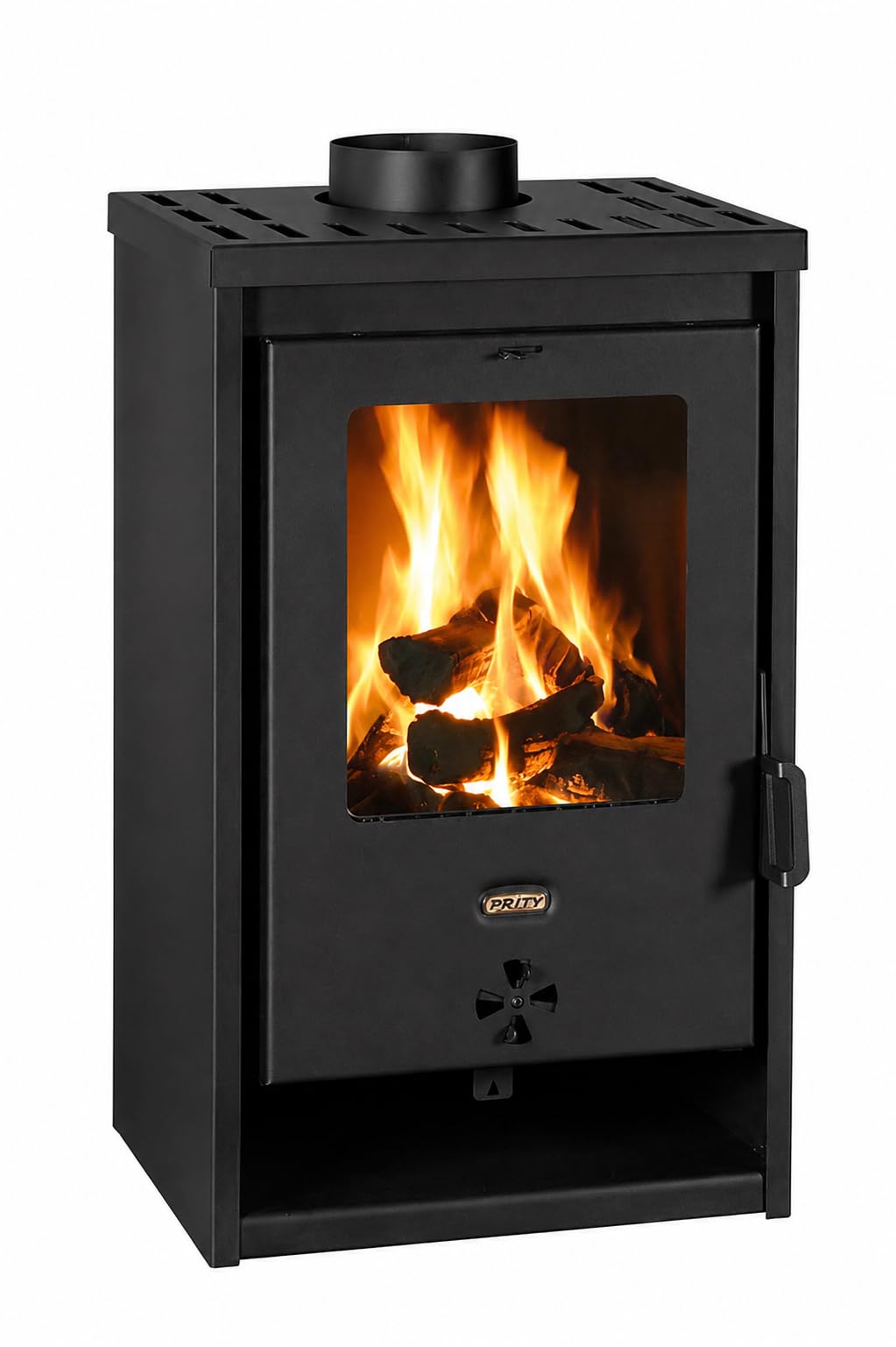 PRITY K1 D Poêle à bois 9,3 kW, classe d'efficacité énergétique A+, 81,3 %, tuyau de fumée Ø 150 mm, construction en acier et fonte