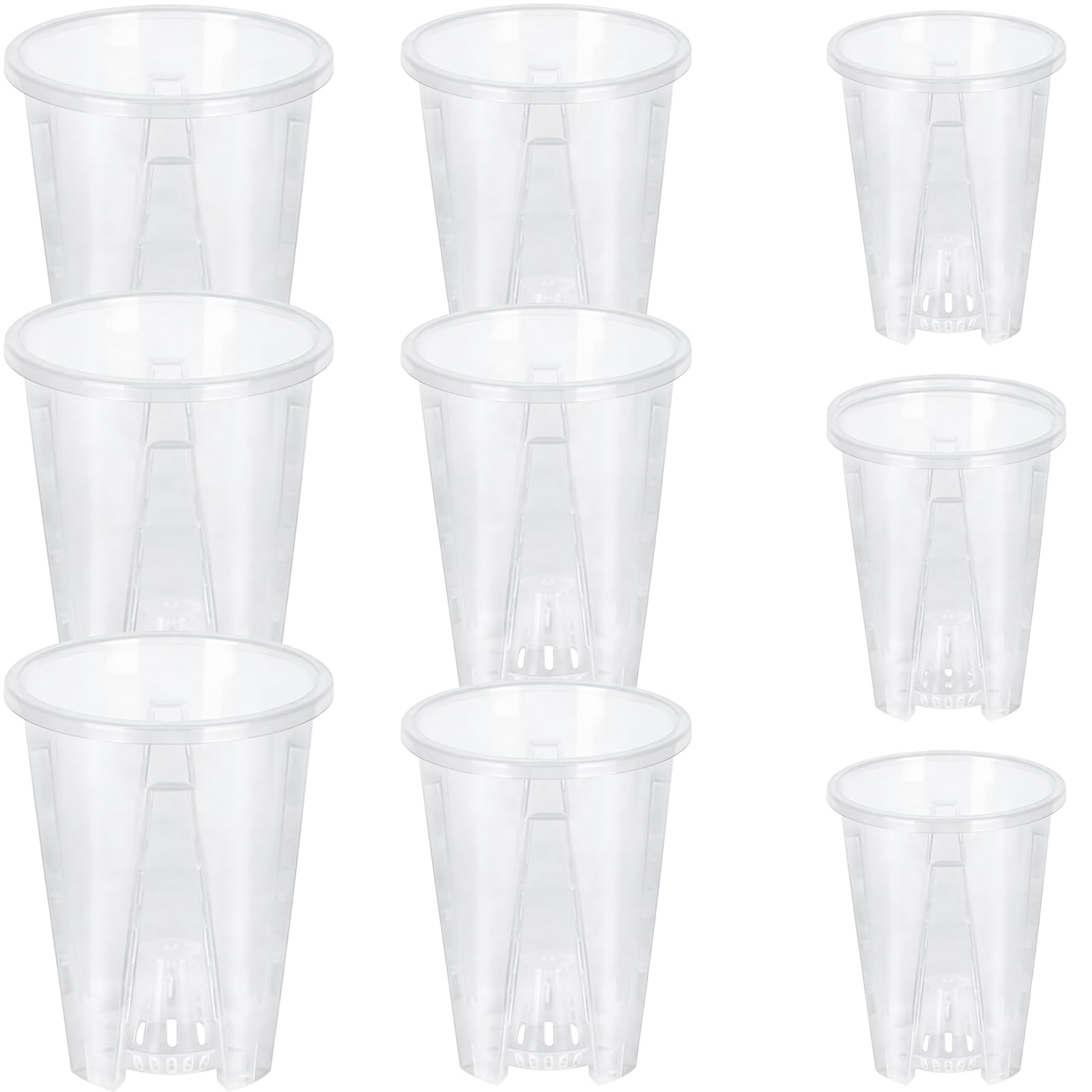 Itoyx Clear 6 Pcs Orchid Pots, 3 Sizes Plastic Plant Pots With Drainage Holes, Breathable Slotted Design, Nursery Pots For Orchids, Promote Root Growth, Suitable For Various Plants