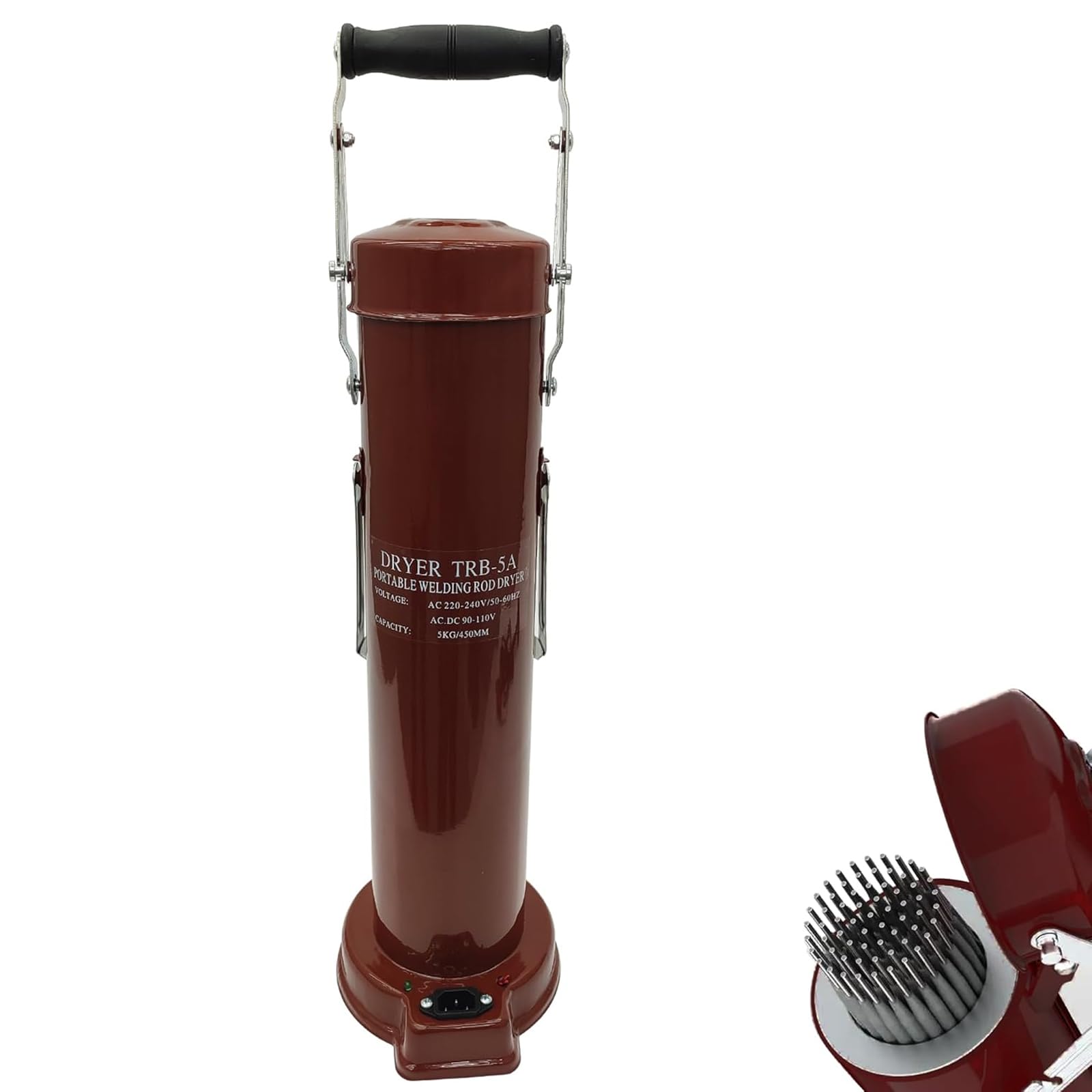 Secador de varillas de soldadura de 11 lb, horno portátil para secado de electrodos, horno de alta resistencia para varillas de soldadura, soporte para soldadura, capacidad para electrodos de 18"