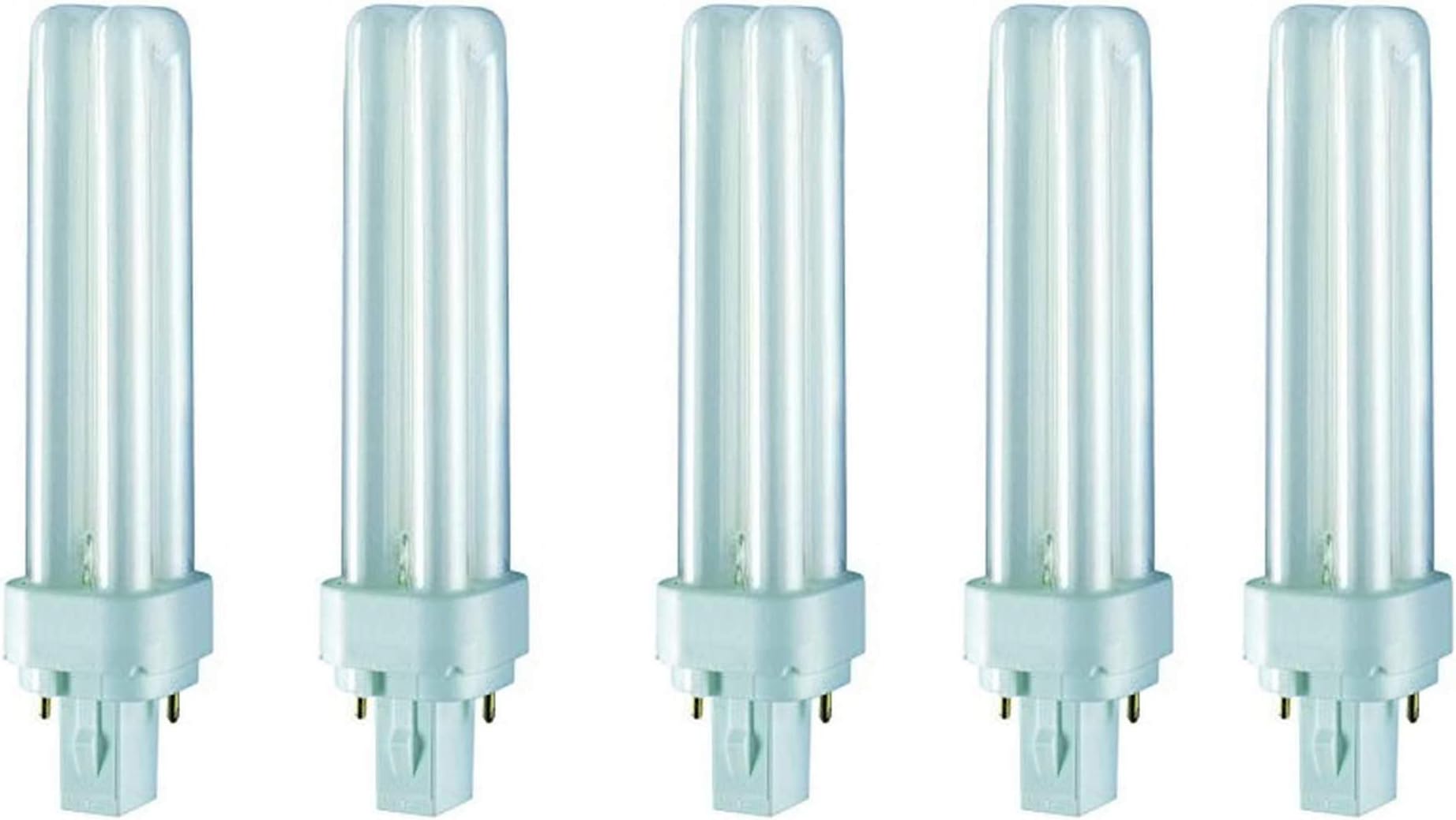 2 Pin Dulux D Luminous Flux Home Decorative Durable Fluorescent Lamp (G24d-2 18W 840 4000K 1200lm, Cool White) -Pack of 5