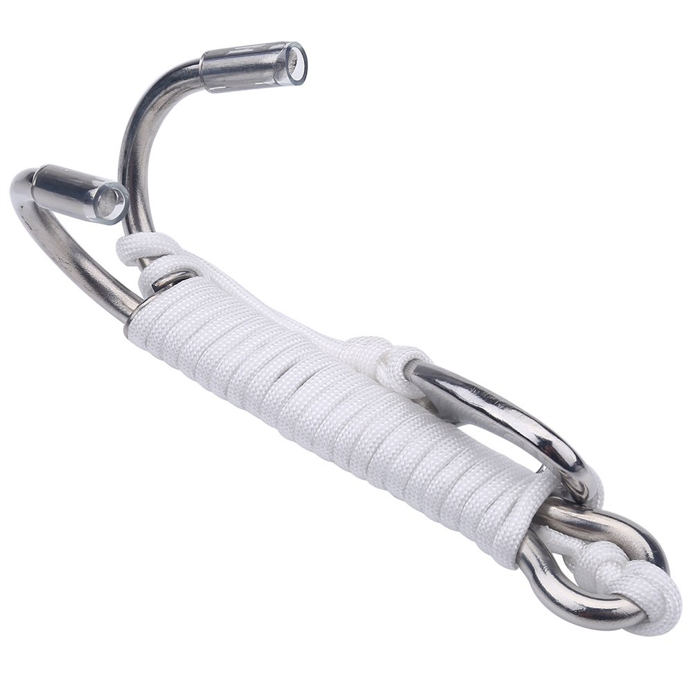 Tbest Gancio Doppio Barriera Subacquea con Cavo Retrattile Bobina di Fissaggio Reef Hook per Subacqueo
