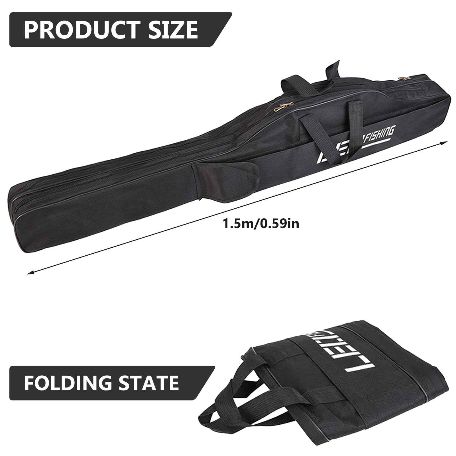 BORDEAG Caña De Pesca Portátil 150 cm, Bolsa Para Equipos y Soportes