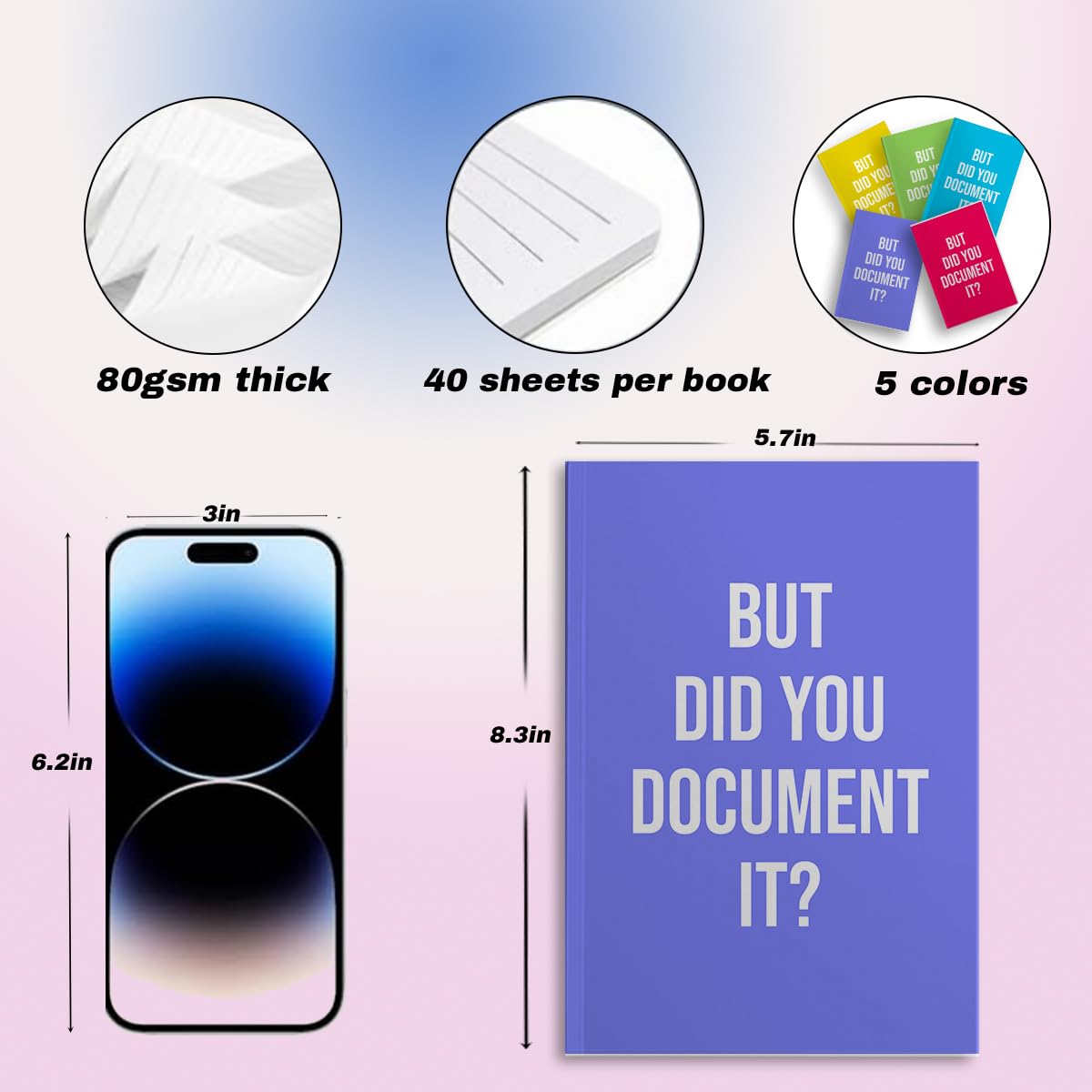 5 PCS Notebook Journal, Notebooks for Work, Note Taking Writing Funny Office Accessories Gag Gifts for Boss Leader Teacher Mentor Christmas Retirement Birthday Graduation 5.7 x 8.3 Inches 41 Sheets - Image 2