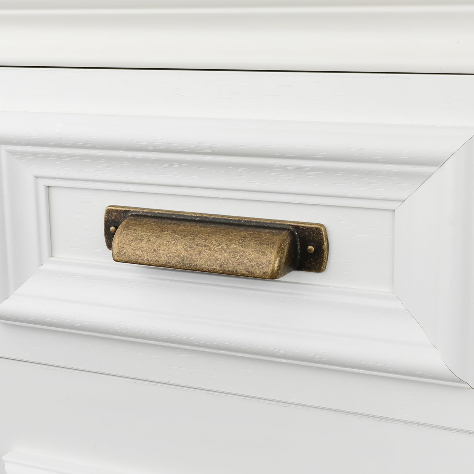 Rergy 10 Pack Antique Brass Drawer Pulls 3" Antique Brass Cabinet Cup Pulls Kitchen Cabinet Cup Handles Drawer Handles 3 inch Hole Center Antique Brass Hardware