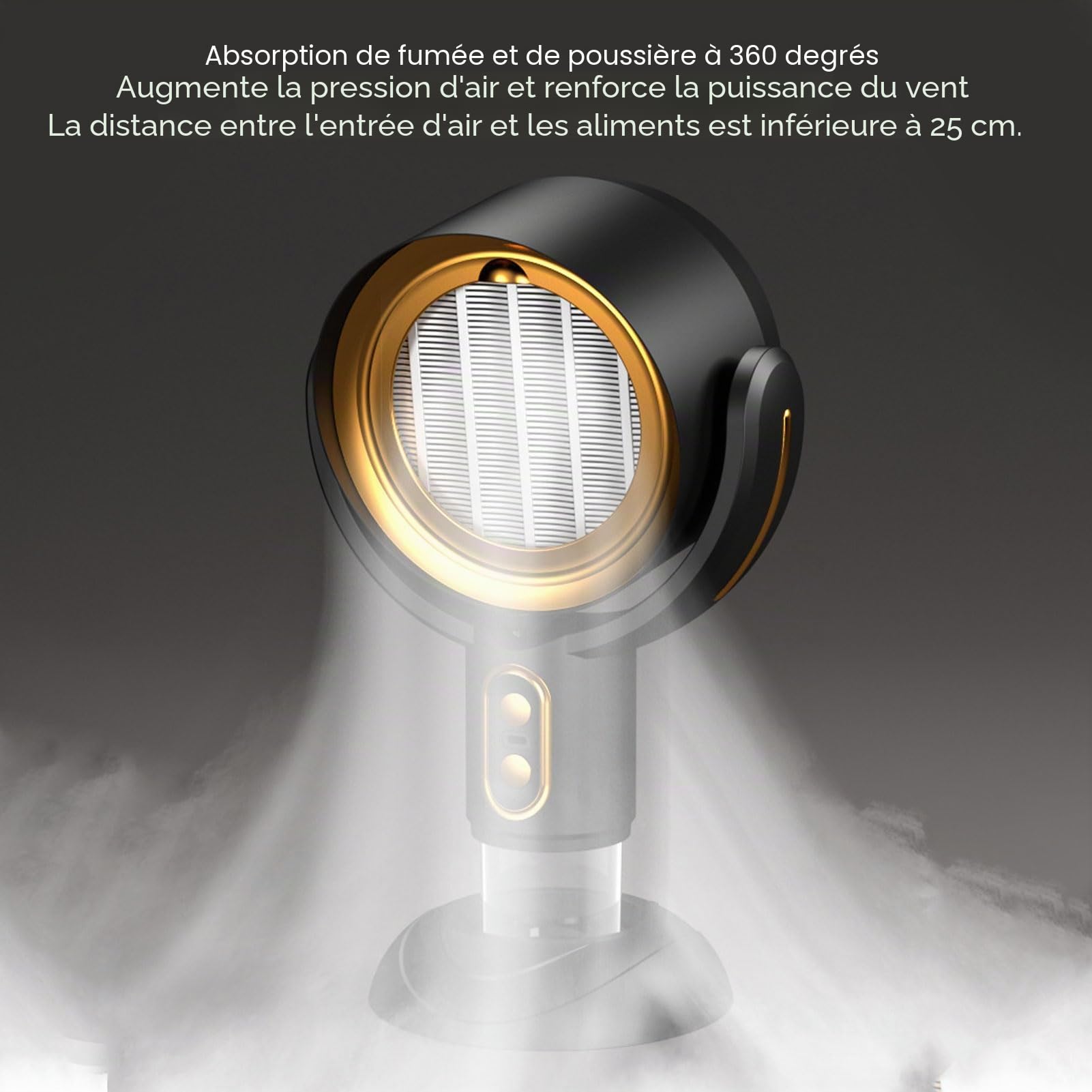 Hotte de Cuisine Portable, Hotte de Bureau avec Ventilateur D'extraction à 2 Vitesses, Ventilateur D'extraction Portable avec Filtre Amovible, Tasse de Collecte D'huile, Mini