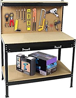 TOYEEKA Workbench for Home, Wood Garage Workbench kit with Tools and Drawer, 472359 inch