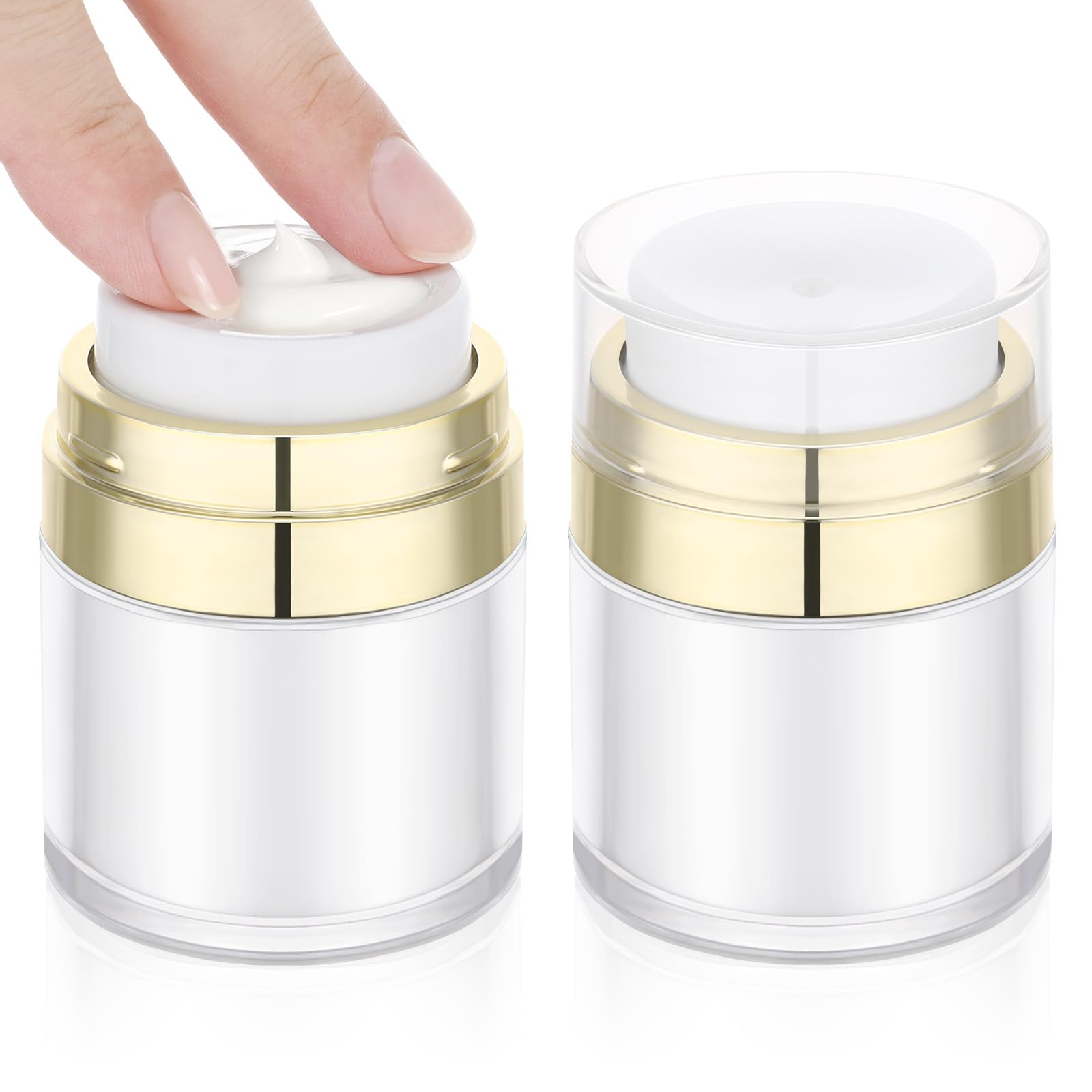 Segus Airless Cream Dispenser, 2 Pcs 30g Vacuum Cream Jar, Refillable Makeup Up Containers, Travel Bottles for Foundation Moisturiser